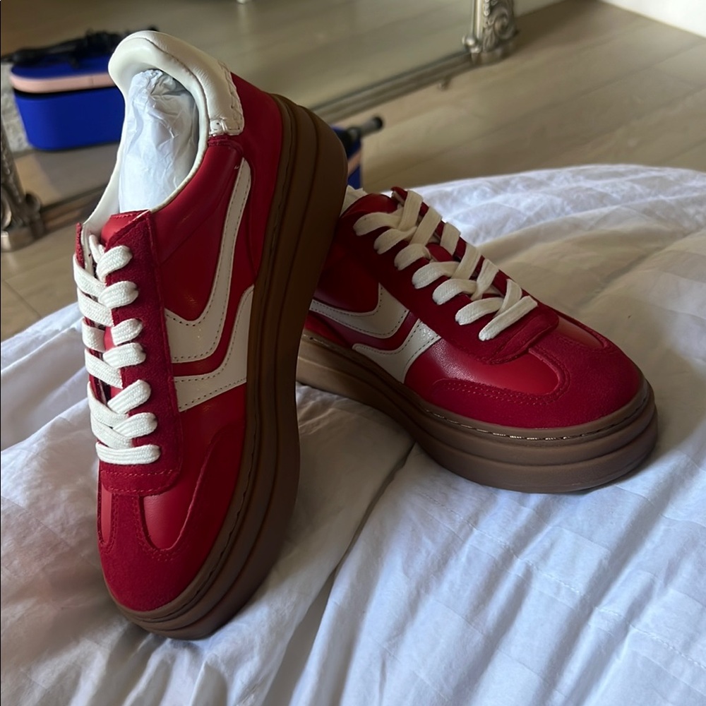 Steve Madden Red and White Sneakers